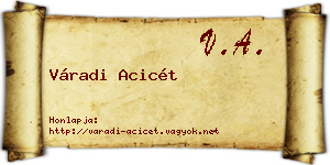 Váradi Acicét névjegykártya